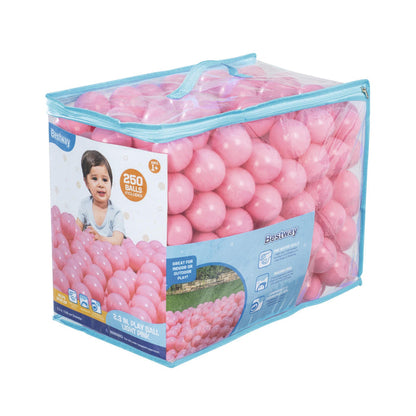 Bestway Jumbo 2.3" Light Pink Ball Pit Balls for Toddlers (250 Pack), BPA Free Crush Proof Plastic, Reusable Zipper Storage Bag