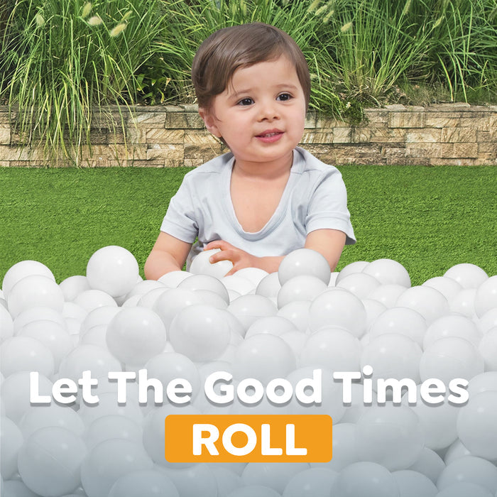 Bestway Jumbo 2.3" White Ball Pit Balls for Toddlers (250 Pack), BPA Free Crush Proof Plastic, Reusable Zipper Storage Bag