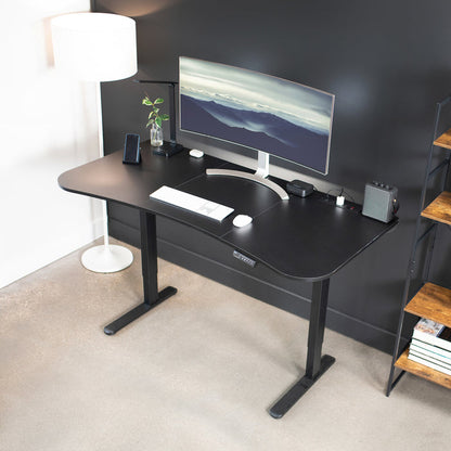 63 x 32 inch Universal Table Top with Built-In Power Strip for Standard and Sit Stand Height Adjustable Home and Office Desk Frames