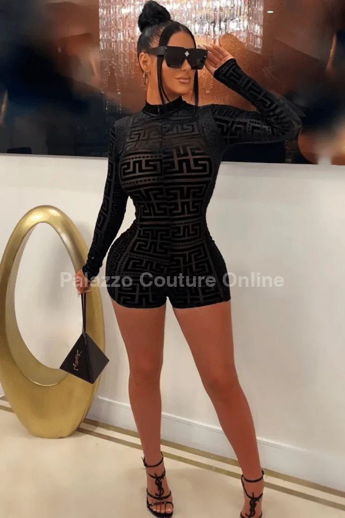 La Mía Black Romper – Luxe Stretch Black Romper