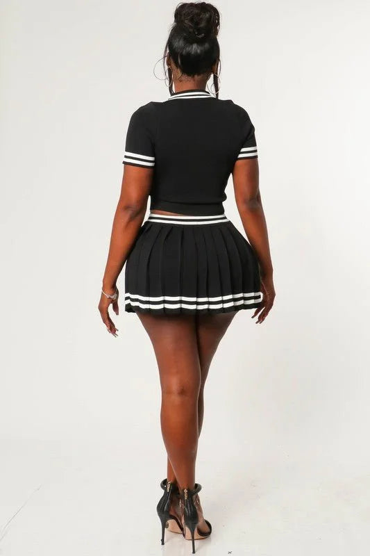 Black Skirt Set – 40 Love Two‑Piece Matching Set
