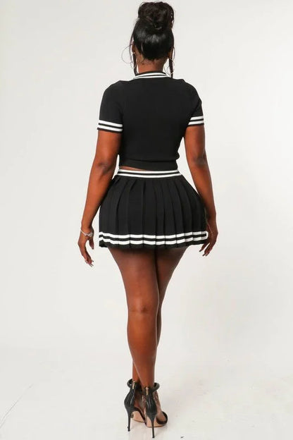 Black Skirt Set – 40 Love Two‑Piece Matching Set