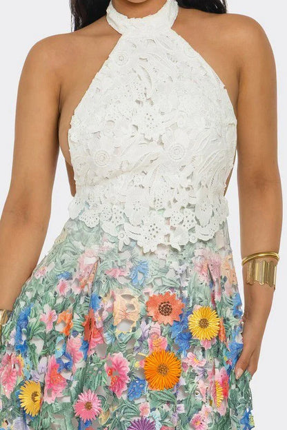 Blooming Grace Lace Maxi Dress - White Multi