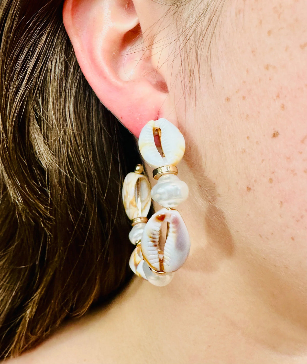 Bohemian Shores Boho Earrings – Natural Cowrie Shell