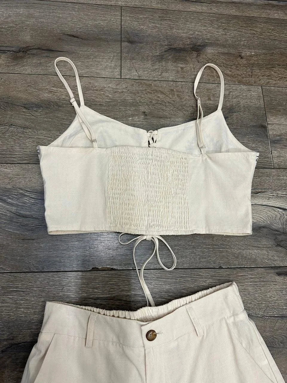 Boho Bloom Embroidered Pant Set- Beige