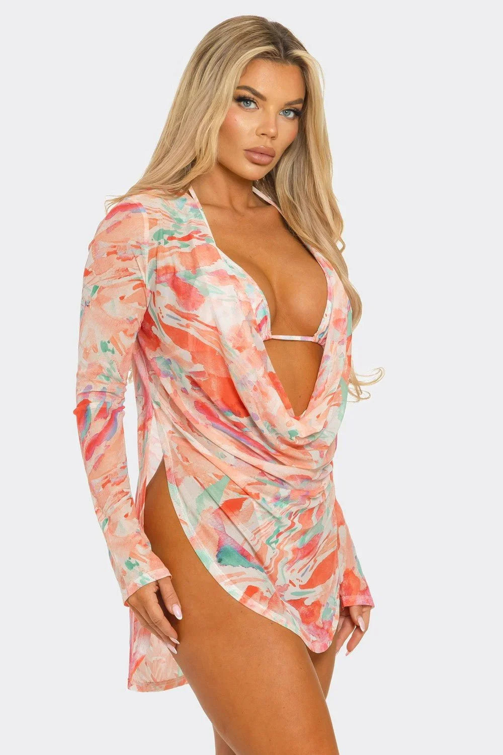 Breezy Waves 3-Piece Bikini Set
(Coral)