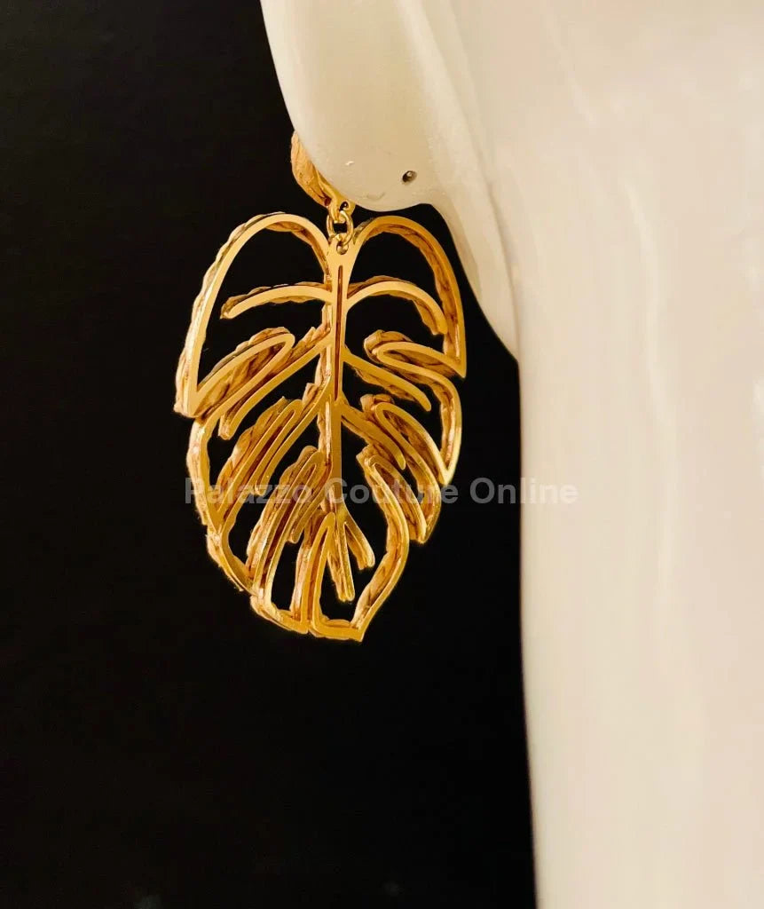 Brown Statement Earrings – Leaf Design