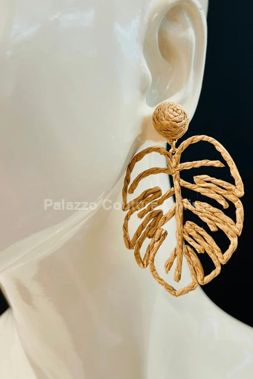 Brown Statement Earrings – Leaf Design
