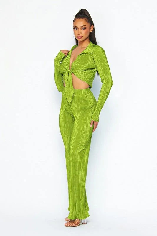 Brunch Babe Pant Set (Lime)