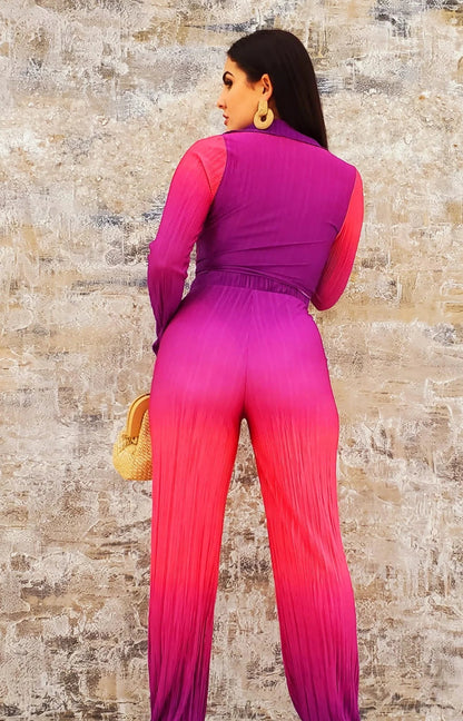 Brunch Babe Pant Set (Magenta Combo)