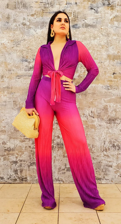 Brunch Babe Pant Set (Magenta Combo)