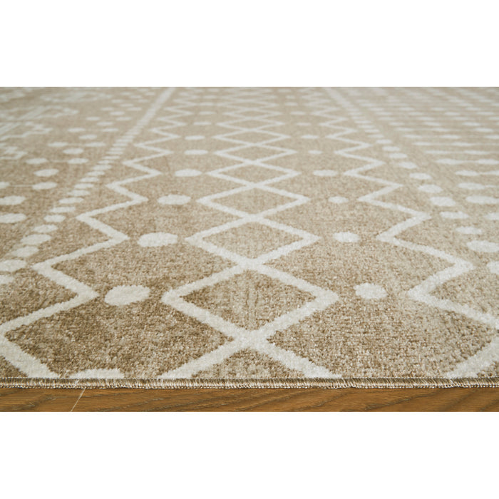 Side view of Bunchly Washable Tan 5x8 Rug