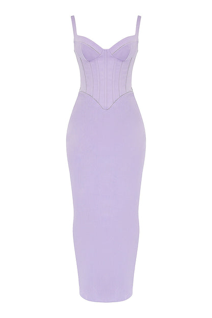 orchid satin corset maxi dress
