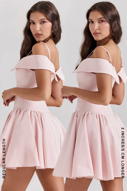 ballerina pink off shoulder mini dress
