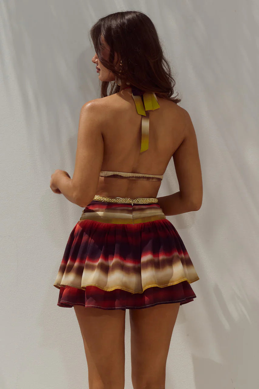 XYLIA HALTER LOW PLUNGE MINI DRESS - ANABELL RED