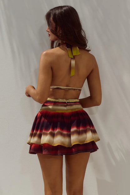 XYLIA HALTER LOW PLUNGE MINI DRESS - ANABELL RED
