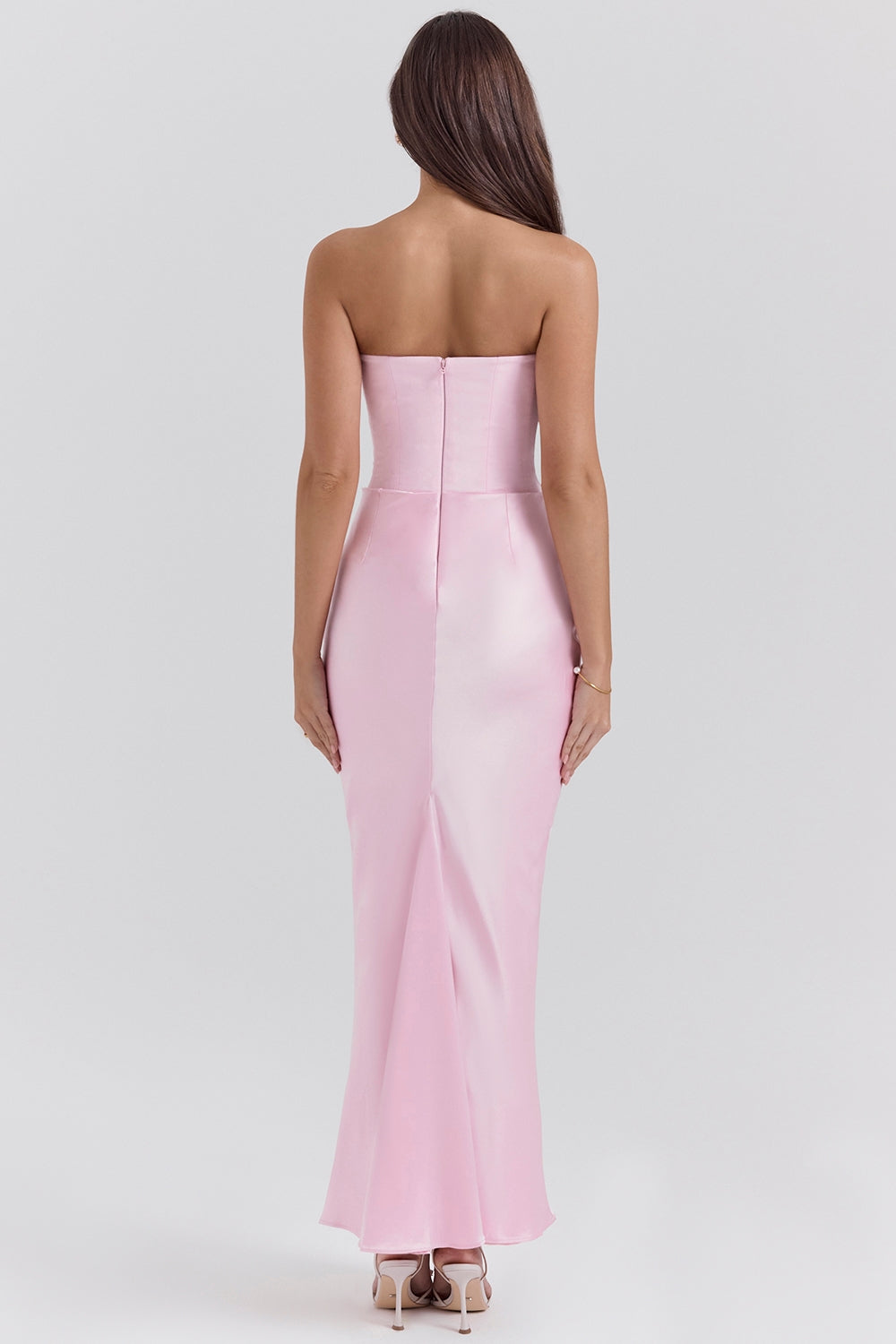 rose shadow strapless corset maxi dress