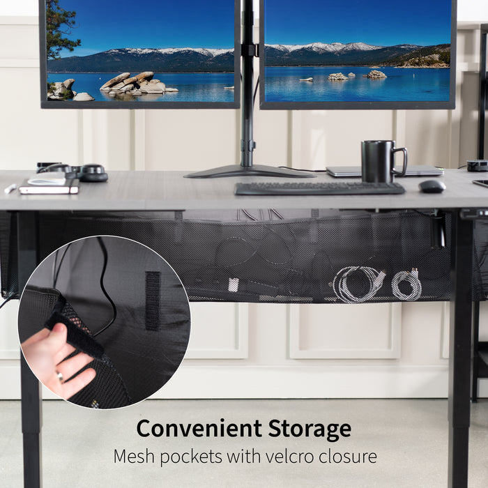 Cable Management Desk Organizer helps reduce workspace clutter by routing and concealing cables and power strips.