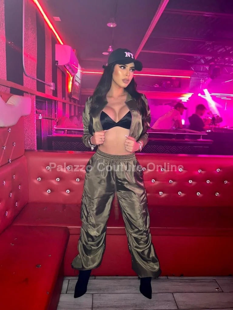 Casual Cool Flow Pant Set (Olive)