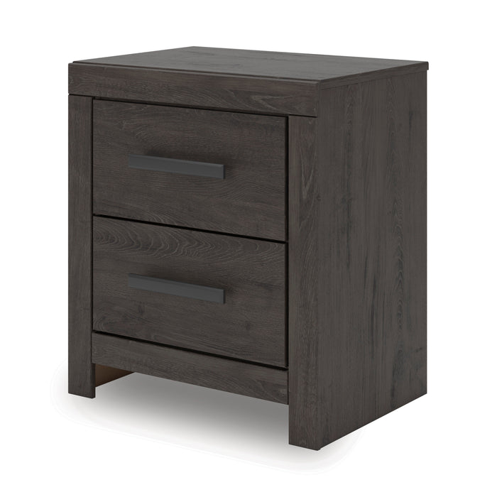 Front right view of Prendonea Charcoal Nightstand