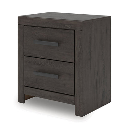Front right view of Prendonea Charcoal Nightstand