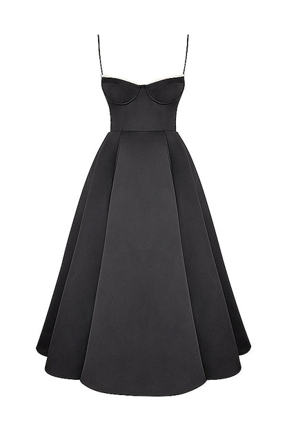 black tulle midi dress