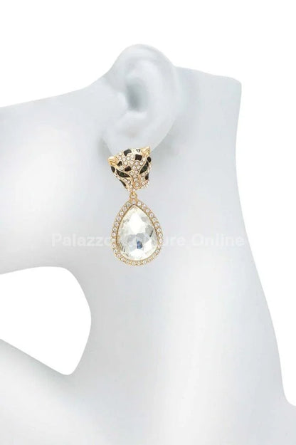 Cheetah with Teardrop Crystal Dangle Earring