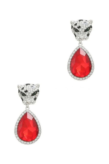 Cheetah with Teardrop Crystal Dangle Earring