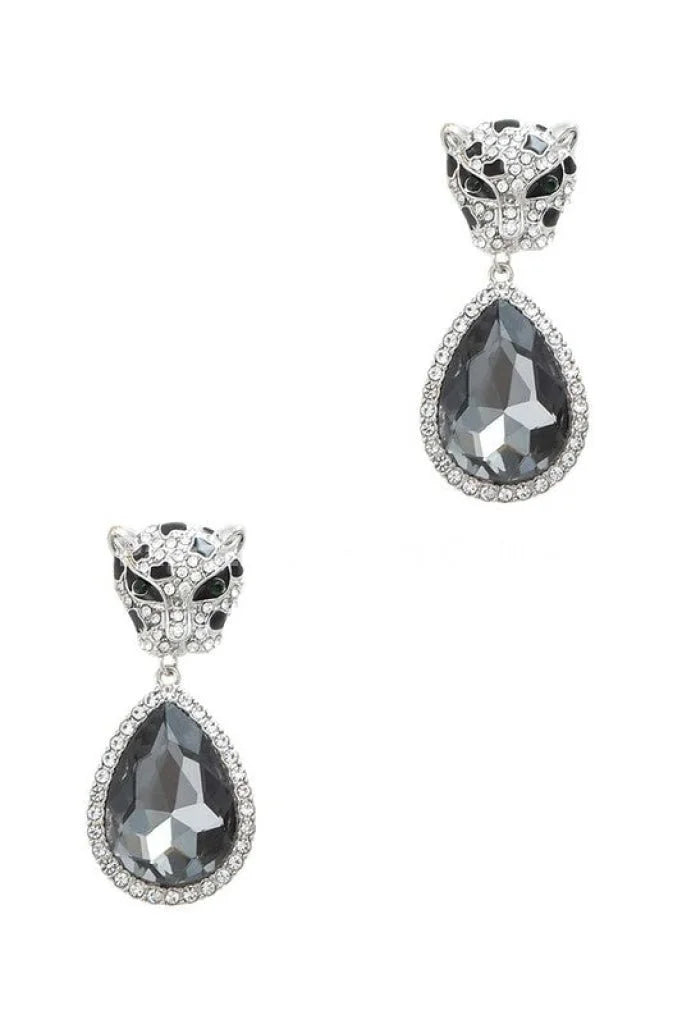 Cheetah with Teardrop Crystal Dangle Earring