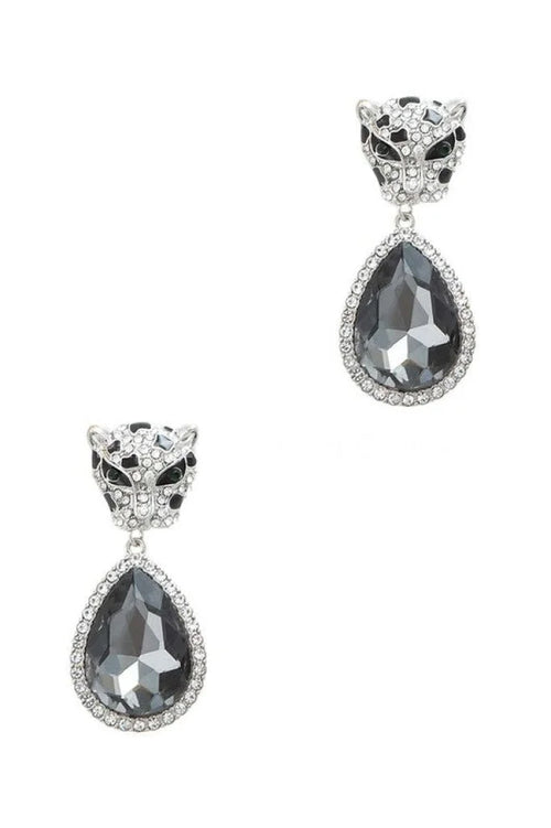 Cheetah with Teardrop Crystal Dangle Earring