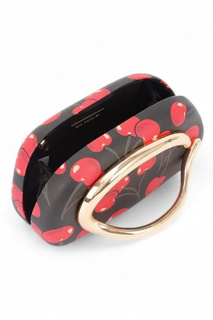 Cherry Luxe Iconic Box Clutch - Black