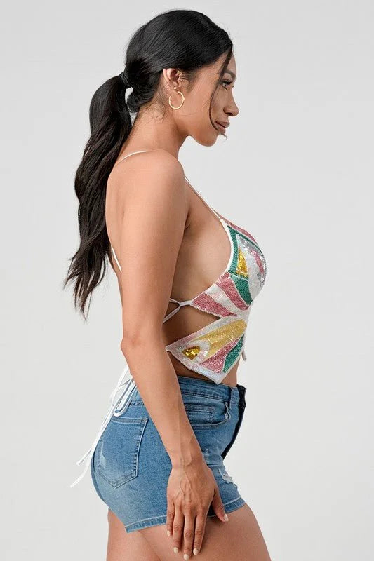 Chic Butterfly Top (white Multi)