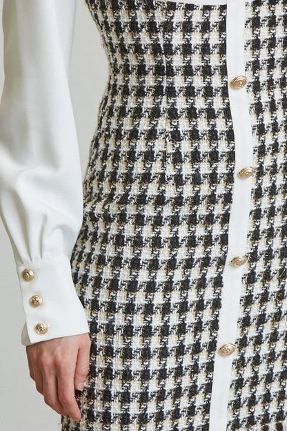Chic Commander Mini Dress (White/Black)