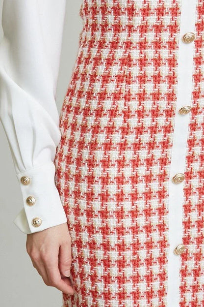 Chic Commander Mini Dress (White/Red)