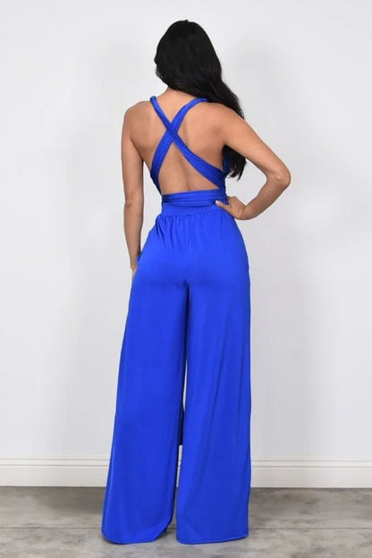 Chic Convertible Self Tie Jumpsuit (Royal Blue)