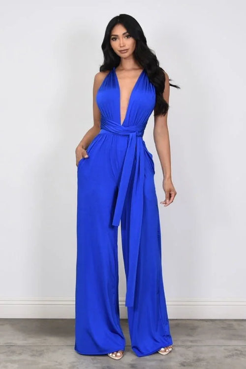 Chic Convertible Self Tie Jumpsuit (Royal Blue)
