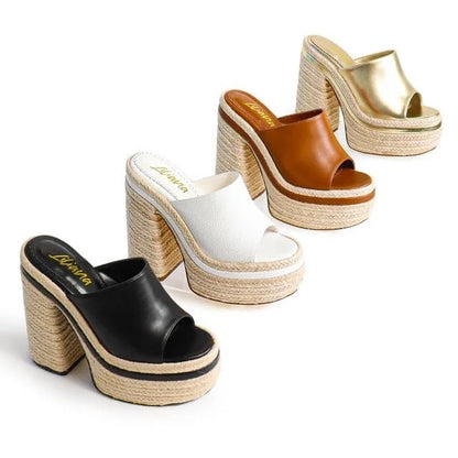 Chic Peak Espadrille Mules
(Black)