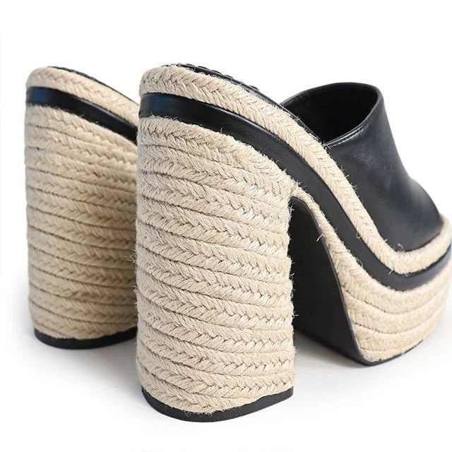 Chic Peak Espadrille Mules
(Black)