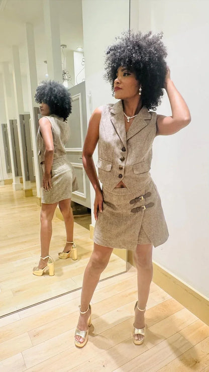 Chic Power Skort Set - Brown
