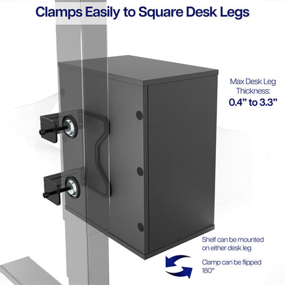 Clamp-on Under Desk Shelving Unit, Office Accessory Holder for Supplies, Gaming Devices, and More, Multi-Level Storage Shelves, Workstation Organizer