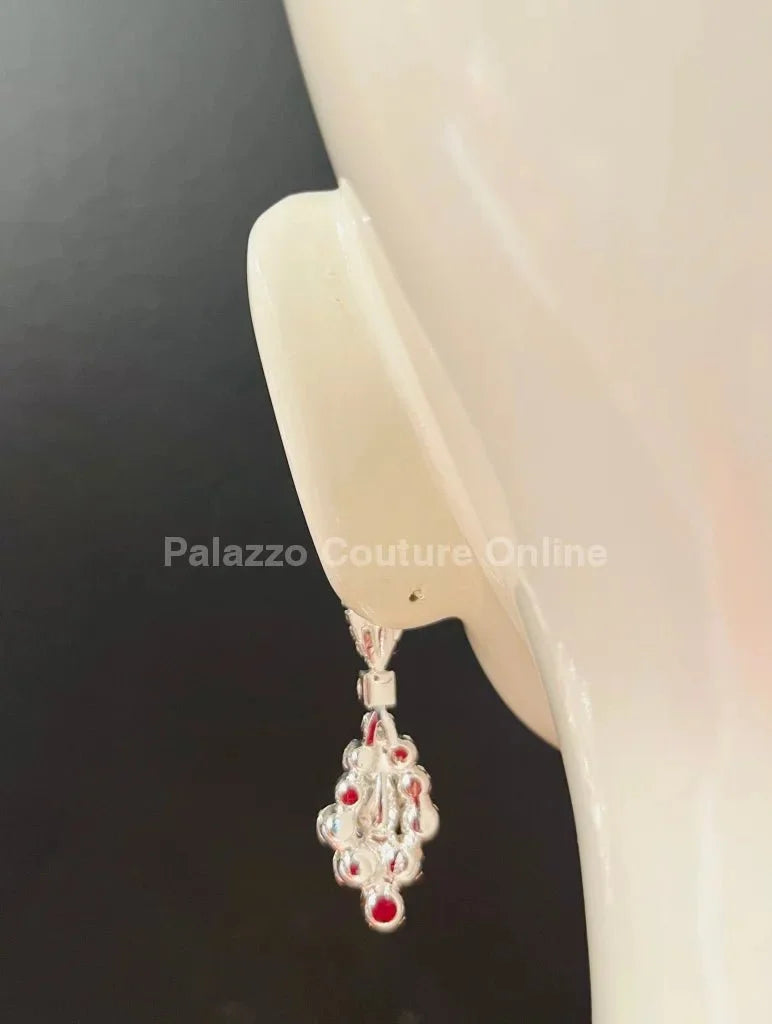 Classic Crystal Drop Evening Earrings (Blue)