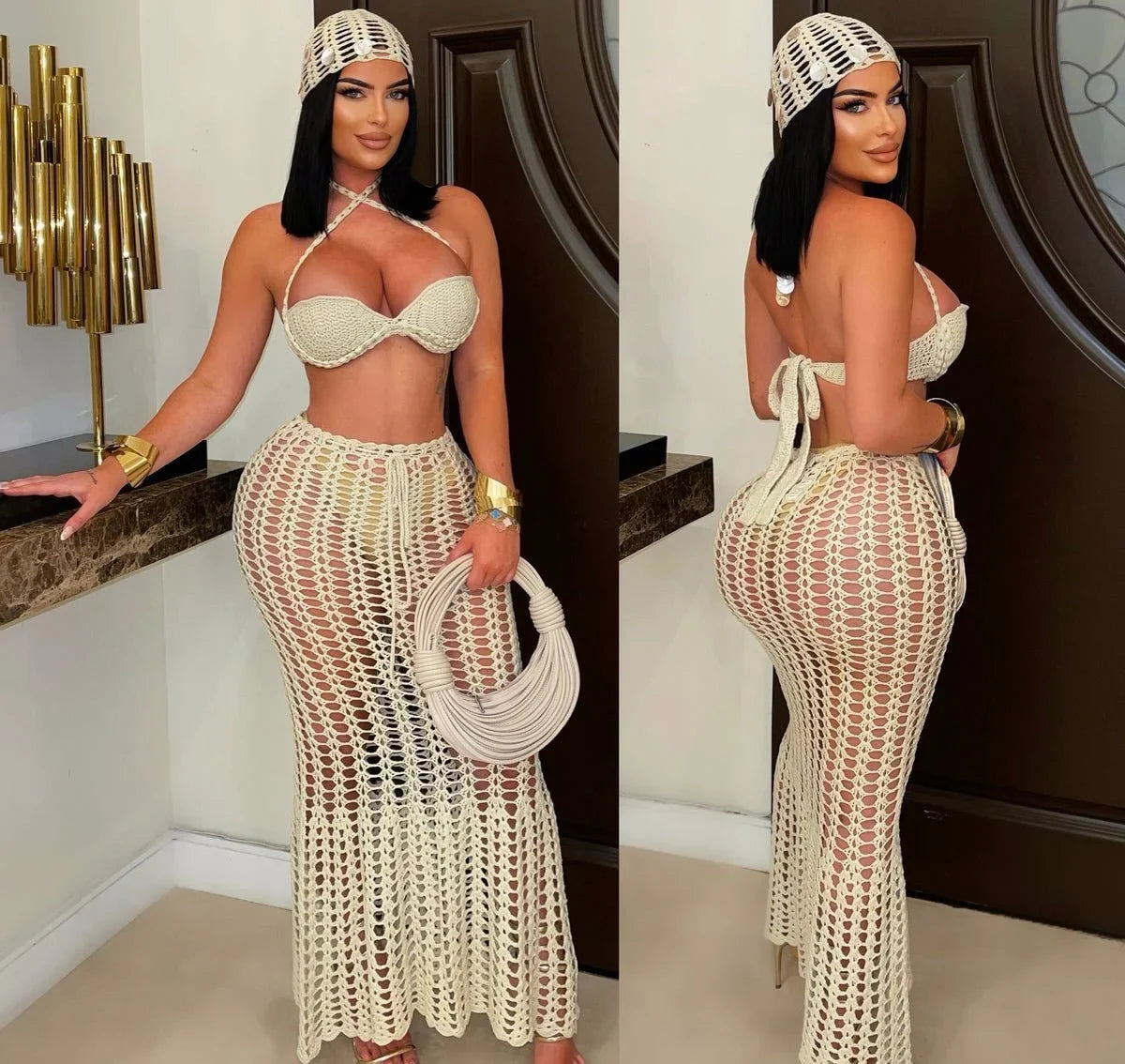 Coastal Mirage 3-Piece Crochet Skirt Set