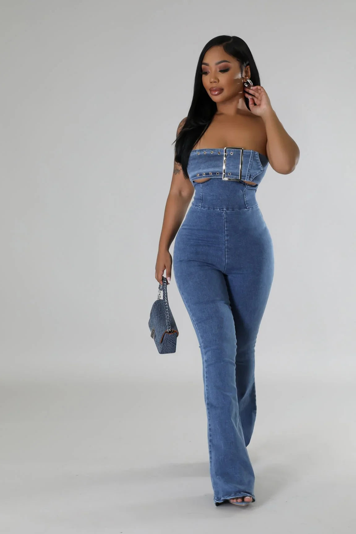 Come On Over Denim Jumpsuit – Wide‑Leg