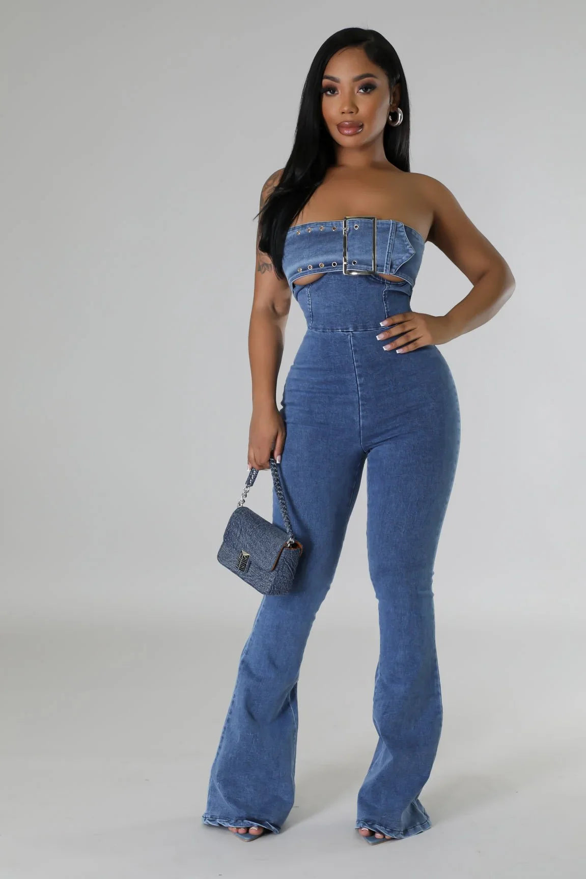 Come On Over Denim Jumpsuit – Wide‑Leg