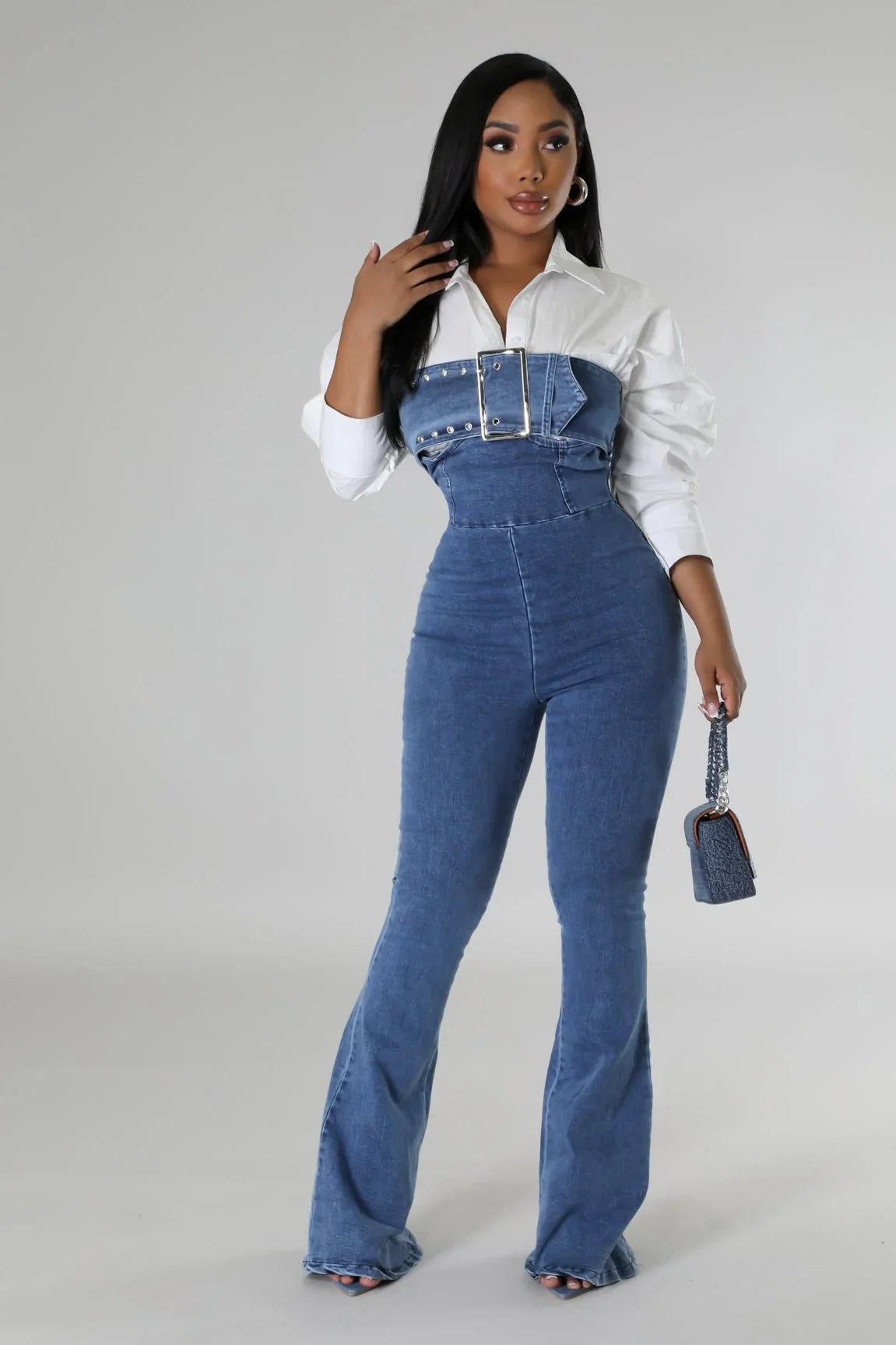 Come On Over Denim Jumpsuit – Wide‑Leg