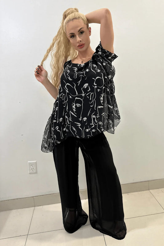 Comodo silky Palazzo Pants (Black)