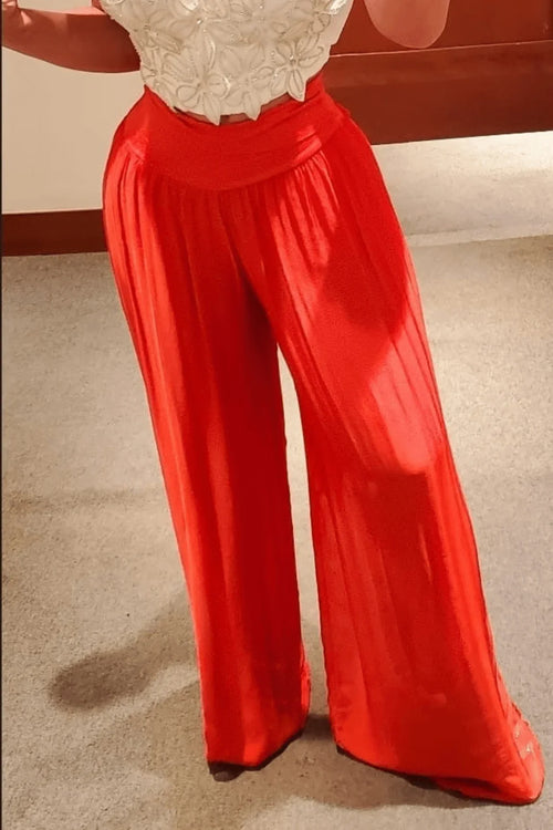 Comodo silky Palazzo Pants (Red)