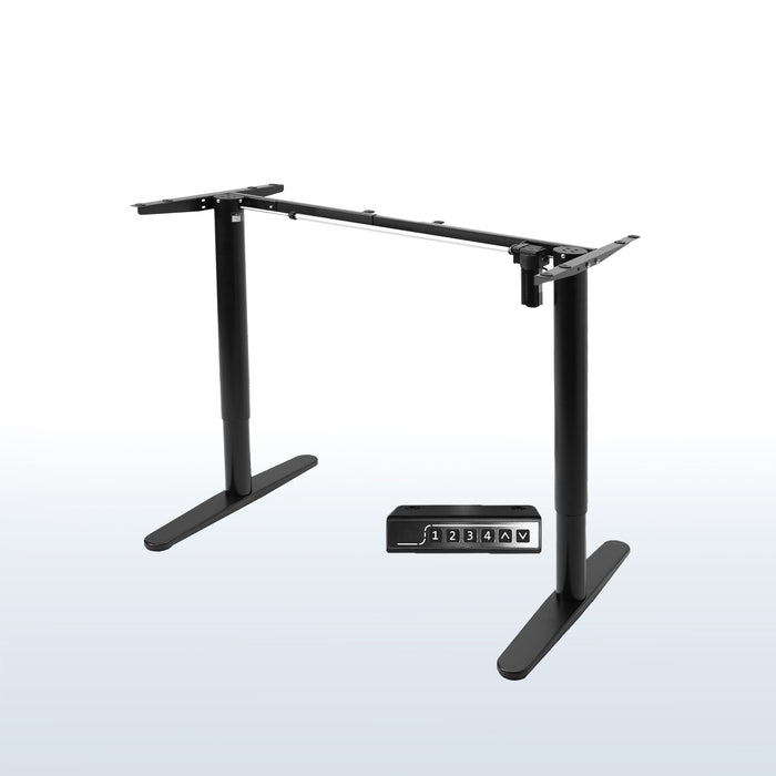 Sturdy sit-to-stand electric desk frame with smart controller panel.