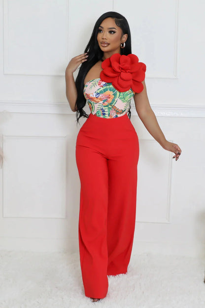 Cora Babe One Shoulder Swimsuit with Floral Detail