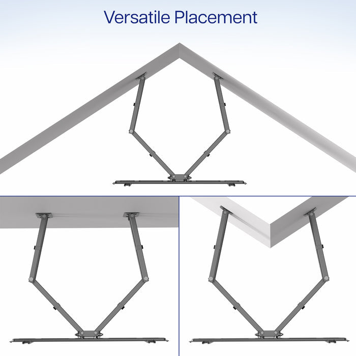 Sturdy corner wall mount for TV with tilt and swivel and versatile placement.